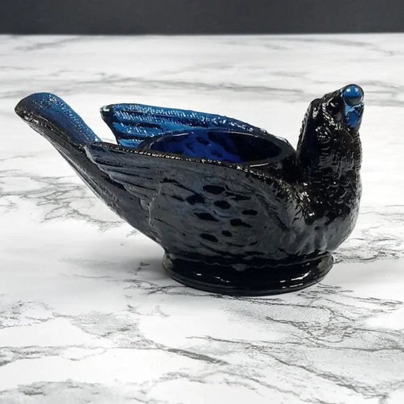 Degenhart Glass Bird & Berry Trinket Paperweight Open Salt Vtg - Picture 8 of 8